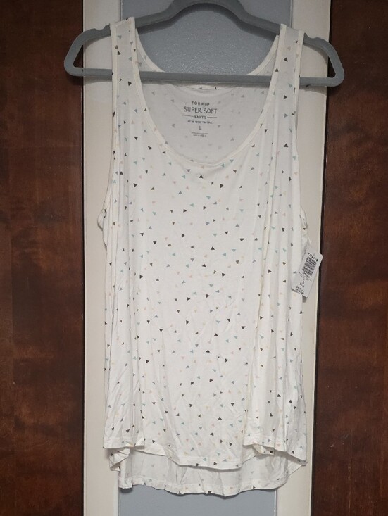 torrid Tops - NWT Size 1 Torrid White Tank with Multicolor Triangle Print